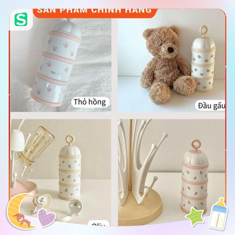 Hộp chia SỮA VÀ THỨC ĂN Họa tiết 3 ngăn TGM Nội địa HÀN QUỐC