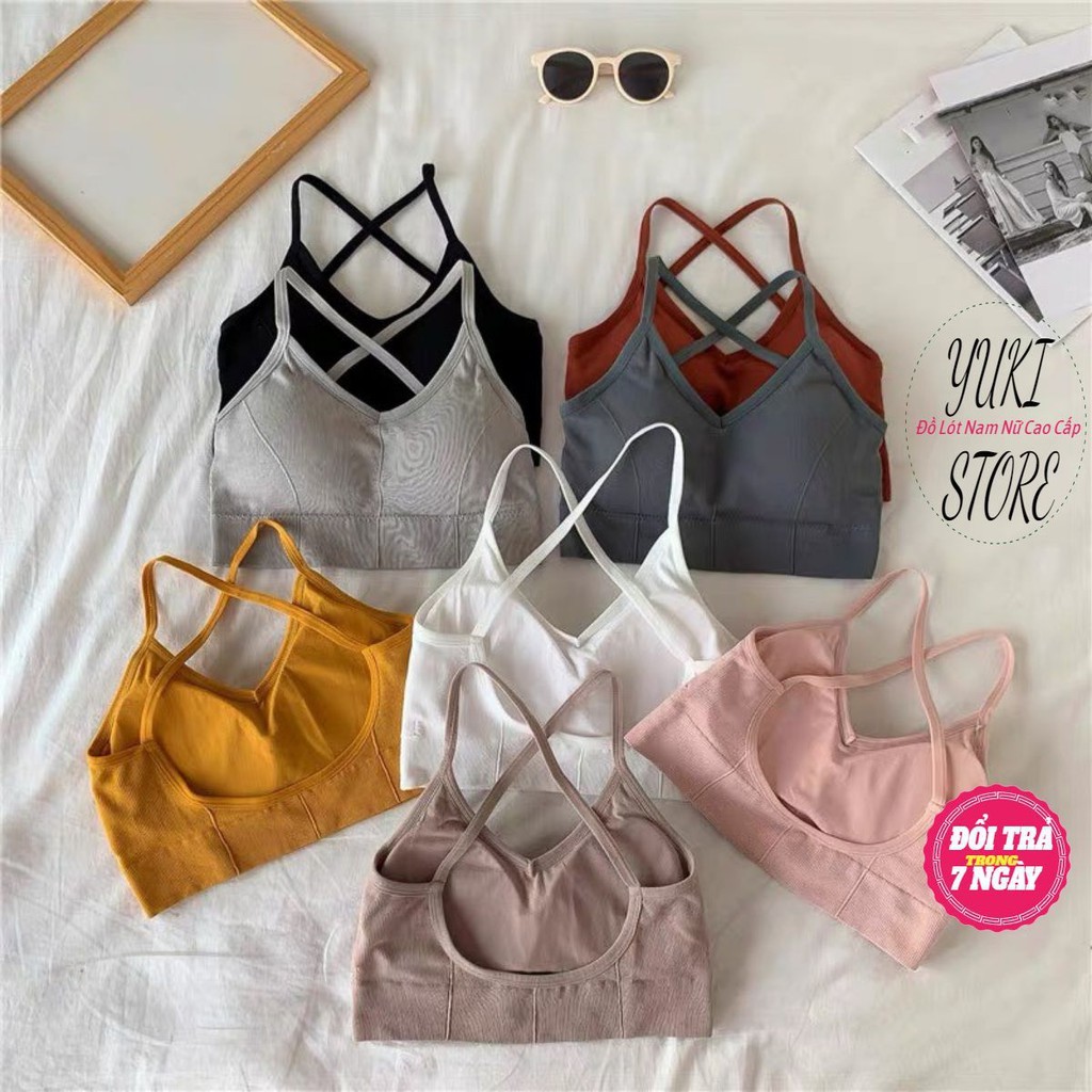 Bra Cotton Tăm Hở Lưng Dây Đan Chéo 2020