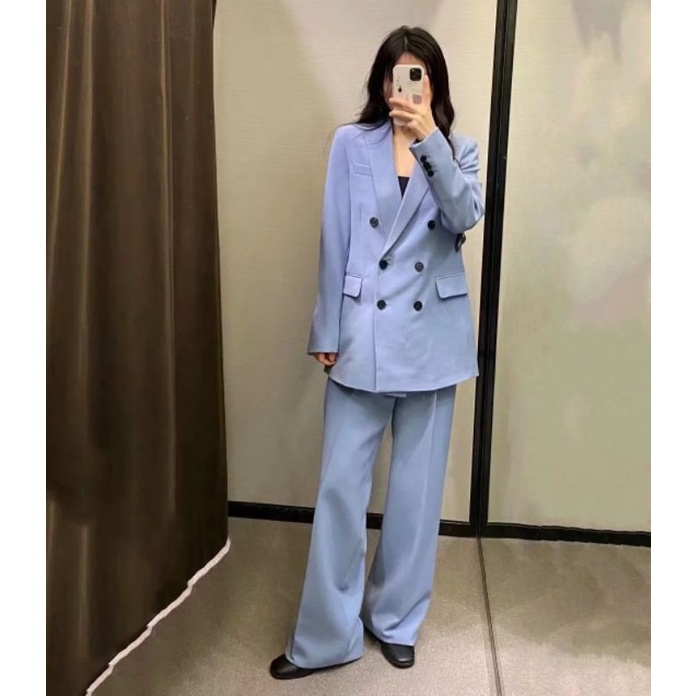 SET BLAZER KÈM QUẦN DÀI 2 HÀNG NÚT ZARA XUẤT XỊN