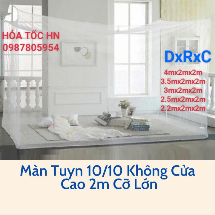 Màn Tuyn Mùng Tuyn Có Cửa & Không Cửa Chống Muỗi May 10 Cao 2m Siêu To Khổng Lồ, Màn Tuyn Size Đại Đủ Kích Thước 10/10