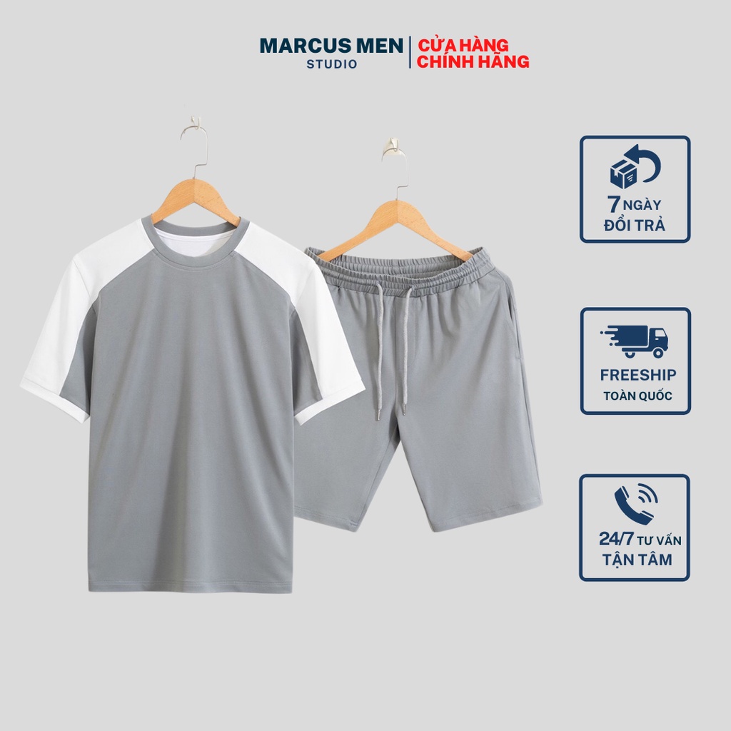 Bộ quần áo thể thao nam MARCUS MEN, phối màu tay áo phong cách