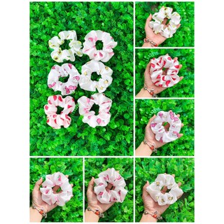 Buộc tóc SCRUNCHIES vải phi bóng hoạ tiết trái cây bơ đào dâu dưa hấu cherry siêu hot