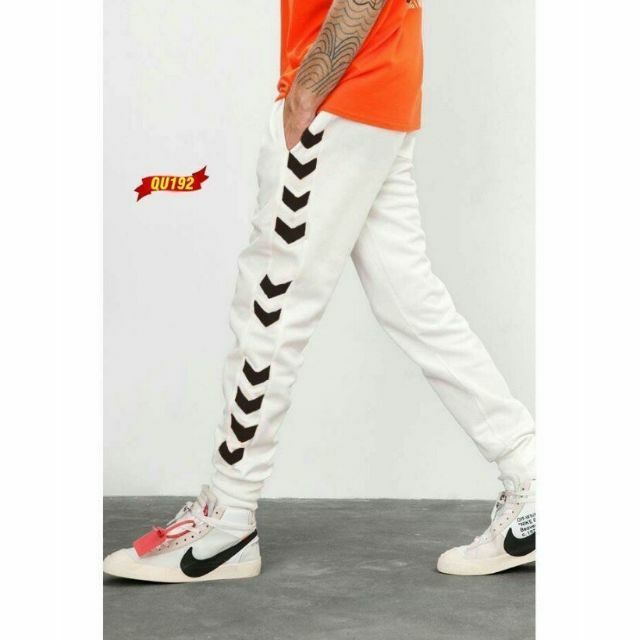 Quần Jogger nỉtrắng mũi tên đen