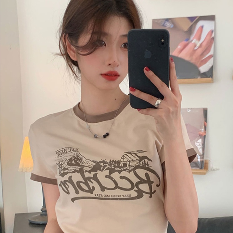 NRVP Áo Thun Tay Ngắn Dáng Ôm Phong Cách Hàn Quốc Thời Trang Mùa Hè Cho Nữ