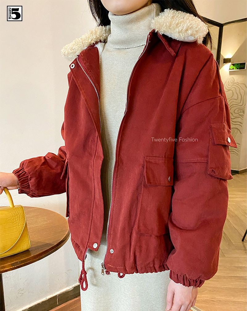 Áo khoác cổ lông, rút gấu Twentyfive 3639