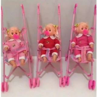 Image of MAINAN ANAK Dorongan Stroller Boneka Bayi Premium stoller dorongan mainan boneka nangis cabut dot