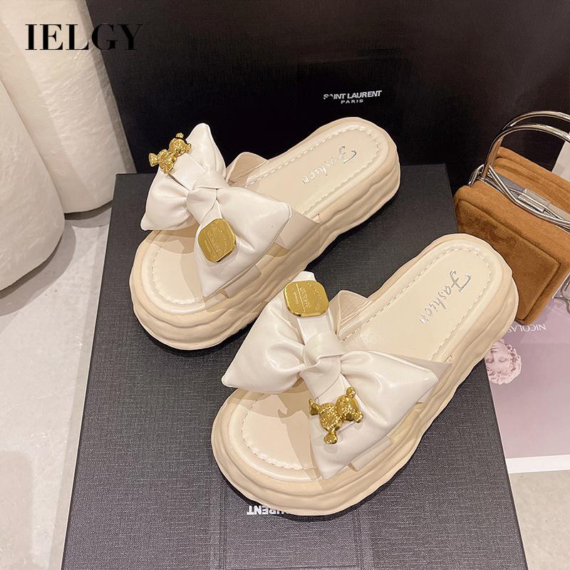 Sandal IELGY đế dày chống trượt đính nơ dễ phối đồ thời trang đi biển cho nữ
