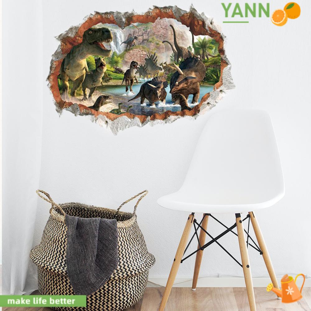 Sticker Dán Tường Họa Tiết Khủng Long 3D Tự Dính Để Trang Trí Phòng Bé