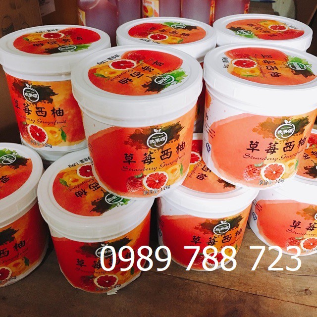 Sauce Mứt Sốt Cam Đào Dâu Tây 1.2kg - Làm Trà Hoa Quả Chuẩn Ngon