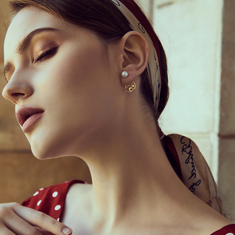 Bông tai BAMOER nạm vỏ sò xi bạc 925 thời trang