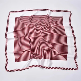 Khăn lụa vuông kẻ sọc phối viền - Mã 7002