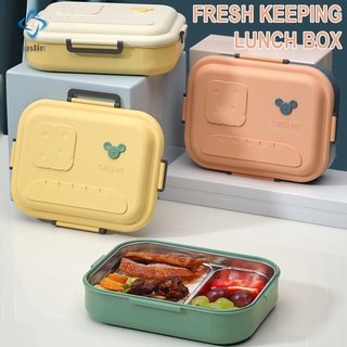 Double-Layer Bento Box with Partition Portable Microwaveable Lunch Box for Students and Office Workers