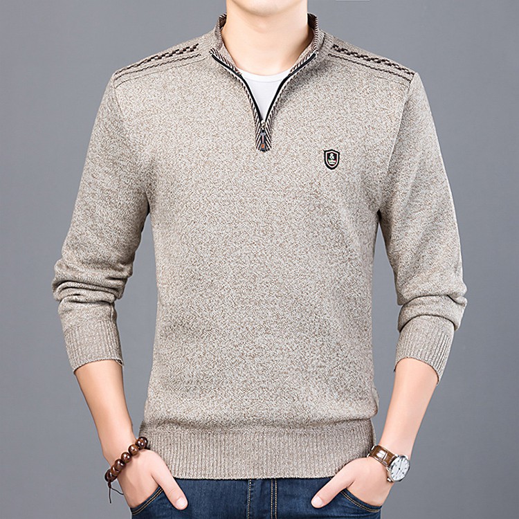 Áo sweater cổ đứng tay dài dáng rộng cho nam