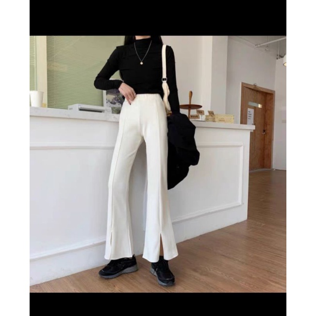 quần len gân xẻ ống 120k