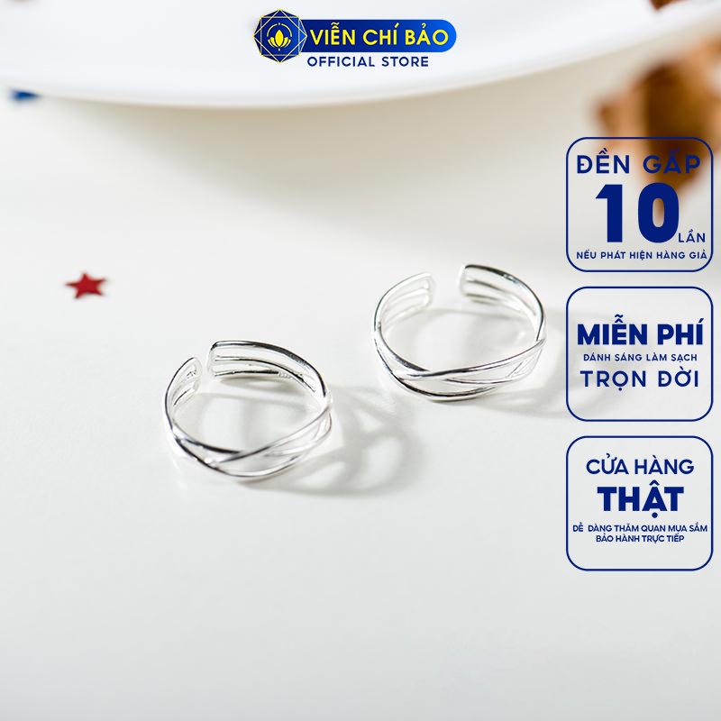 Nhẫn bạc nữ ngón út hình đan chéo chất liệu bạc 925 thời trang phụ kiện trang sức nữ Viễn Chí Bảo N000424