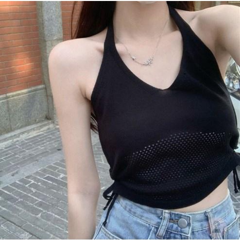 Áo Tank Top Dệt Kim Hở Lưng Màu Trơn Thời Trang Mùa Hè Dành Cho Nữ