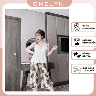 Đồ ngủ Pyjama lụa latin, bộ lửng lụa latin nơ cao cấp 46 - 67kg