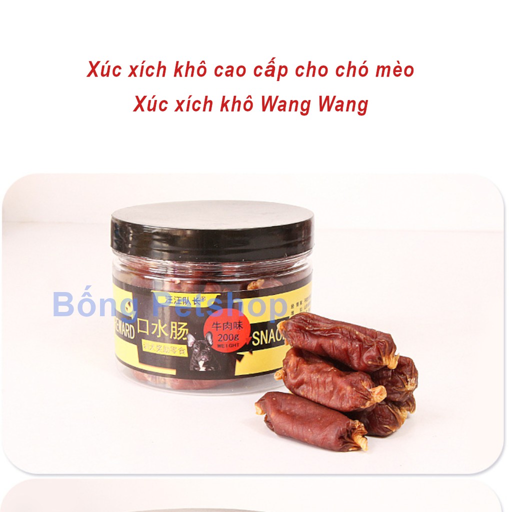 Bánh thưởng, xúc xích cao cấp cho chó - Xúc xích khô Wang Wang hộp 200g