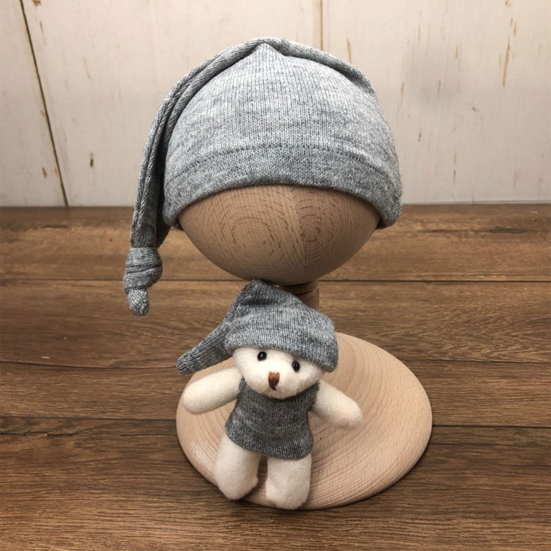 Set 2 Mũ Beanie Thắt Nút Dài Phụ Kiện Chụp Ảnh Cho Bé Sơ Sinh