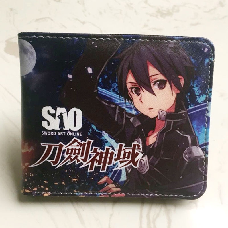 Ví Da PU Ngắn Gập Đôi In Hình Sword Art Online SAO Kirito Asuna