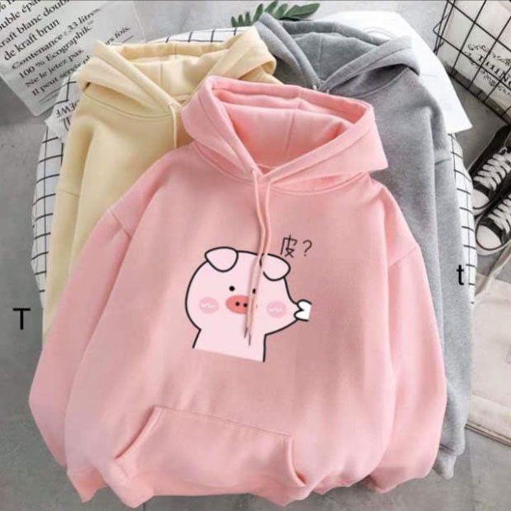 Áo hoodie nữ in hình lợn béo siêu cute nhiều màu sắc 45-65kg