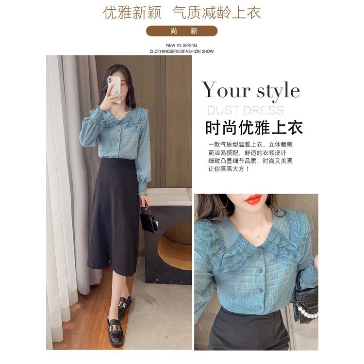 Áokiểu tay phồng cổ búp bê thiết kế ngọt ngào thời trang mùa thu hàng mới dành cho nữ 2021 | BigBuy360 - bigbuy360.vn