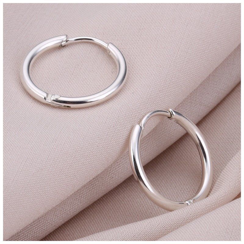 Khuyên titan ft Bạc , Khuyên tròn (màu sáng bạc)  circle earring