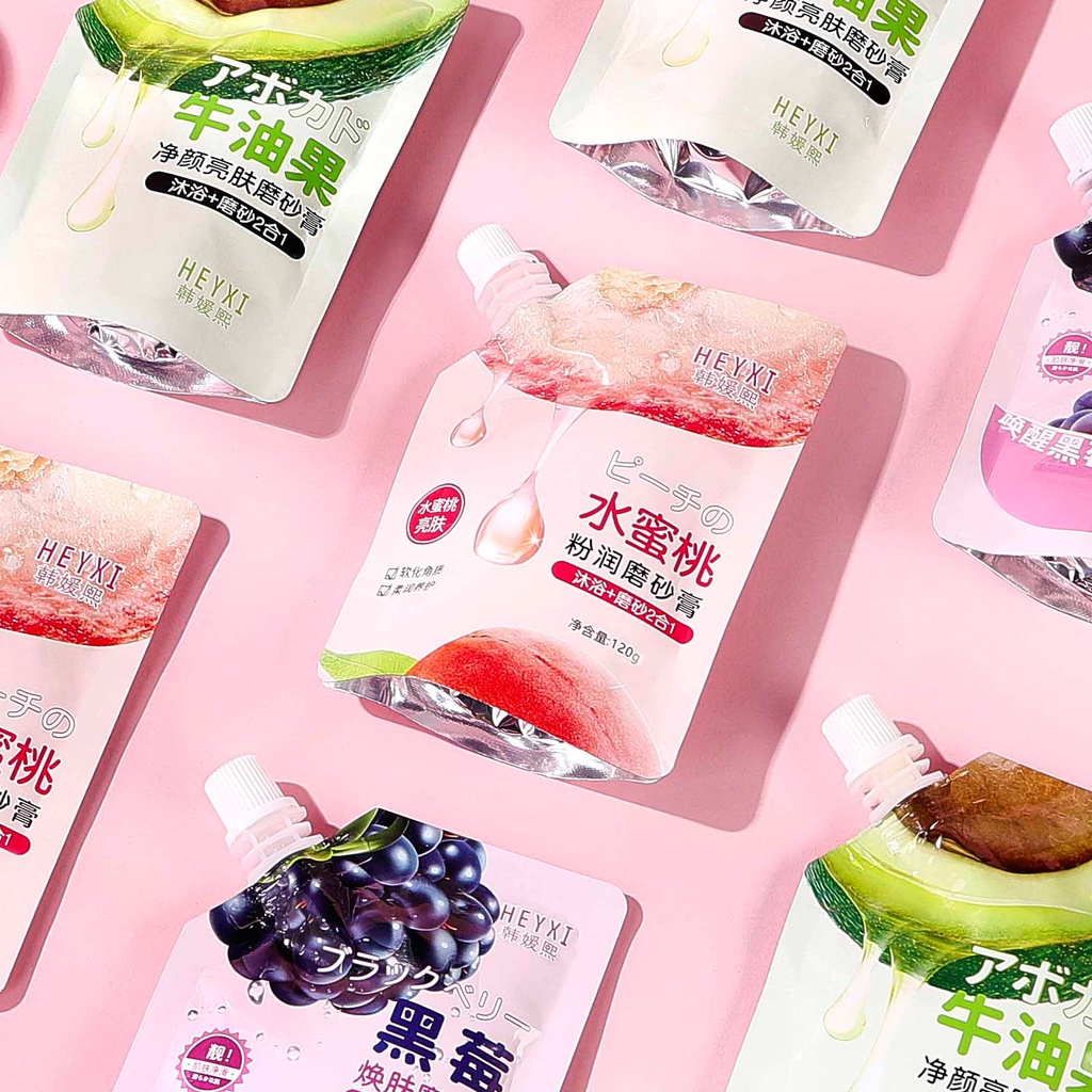Gói Tẩy Tế Bào Chết Body Dưỡng Ẩm Trắng Da Tẩy Tế Bào Chết Heyxi Trái Cây Giúp Rửa Sạch Sâu Hết Mụn Da Trắng Mịn Màng
