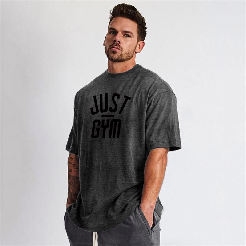 New Brand Casual Men's T-Shirts Fashion Men's Short Sleeved Printed Bodybuilding Shirt Workout Slim Fit Cotton Fitness Tee Top