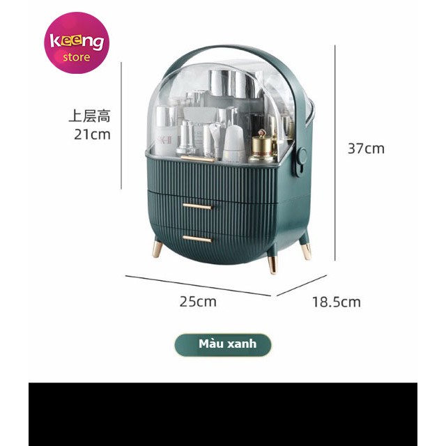 Kệ mỹ phẩm để bàn trang điểm KEENGSTORE chống bụi chống nước phong cách Bắc Âu xanh lục bảo KMPXLB