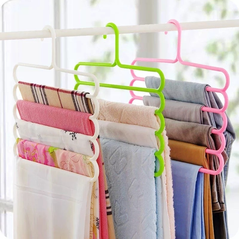 Thanh treo móc quần áo Năm Tầng Dày Dặn Tiết Kiệm Không Gian Chống Trượt Sáng Tạo