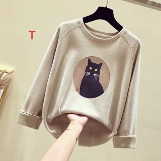 Áo thun da cá mèo vòng tròn tay dài _TR