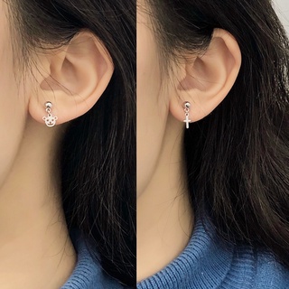 Khuyên tai unisex hình con gấu/thánh giá màu bạc