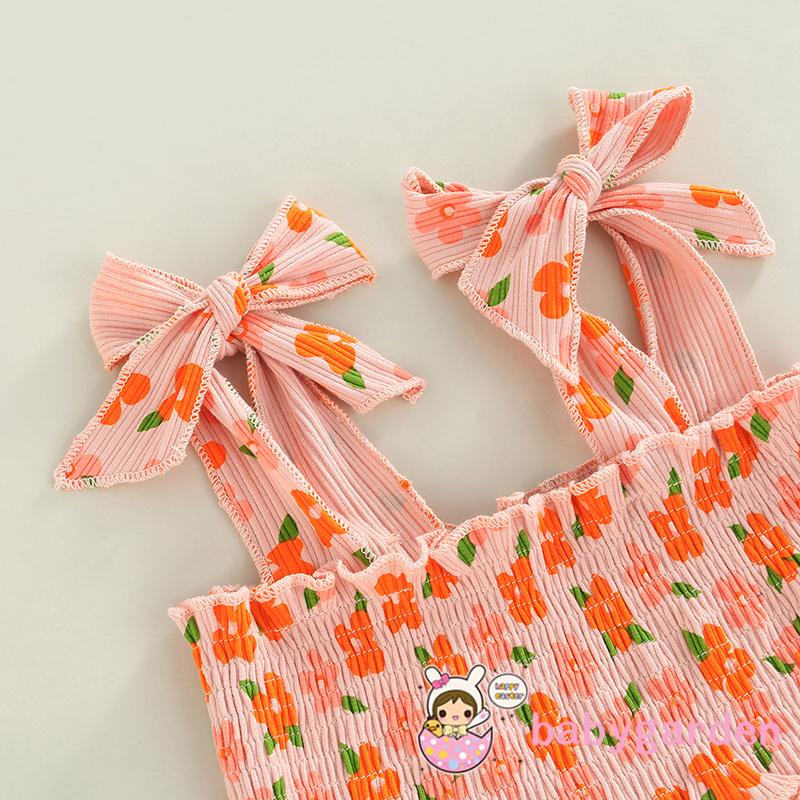 Bộ Áo Hai Dây In Hoa + Quần Ống Loe Co Giãn Dành Cho Bé Gái 6 Tháng Tuổi