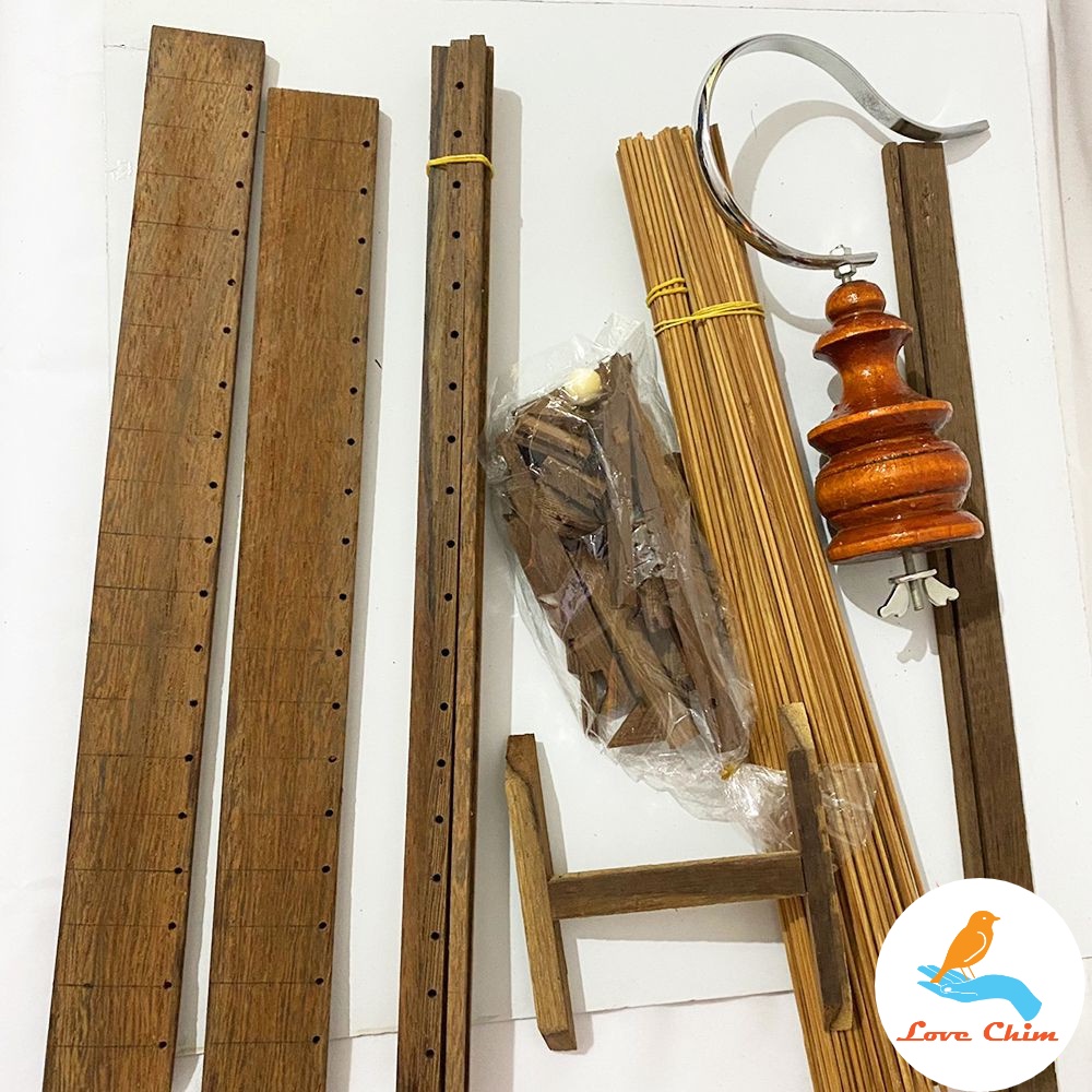 Khung lồng vuông gỗ đen chim chào mào dễ dàng lắp đặt hàng loại 1 kèm móc, Lồng chim Chào Mào vuông gỗ đen LOVECHIM