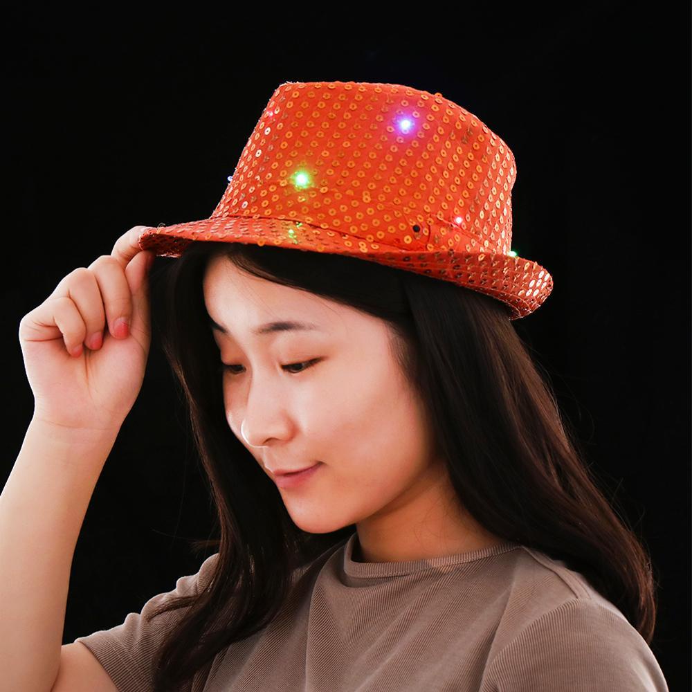 Mũ Fedora Đính Đèn Led Phát Sáng Dành Cho Biểu Diễn Nhảy Nhạc Jazz