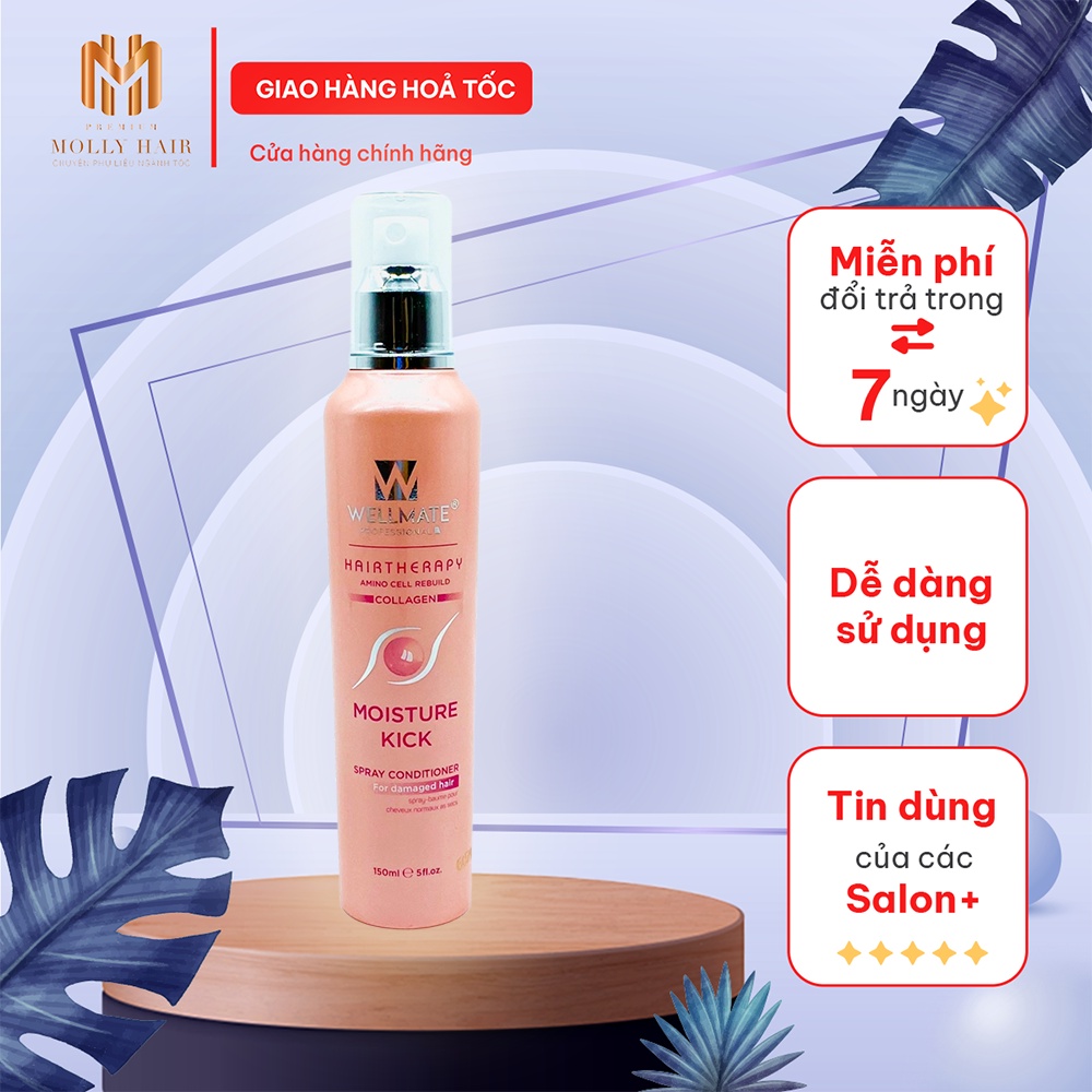 Xịt dưỡng tóc MollyHair thương hiệu Wellmate siêu mềm mượt dễ sử dụng sau mỗi lần gội 150ml