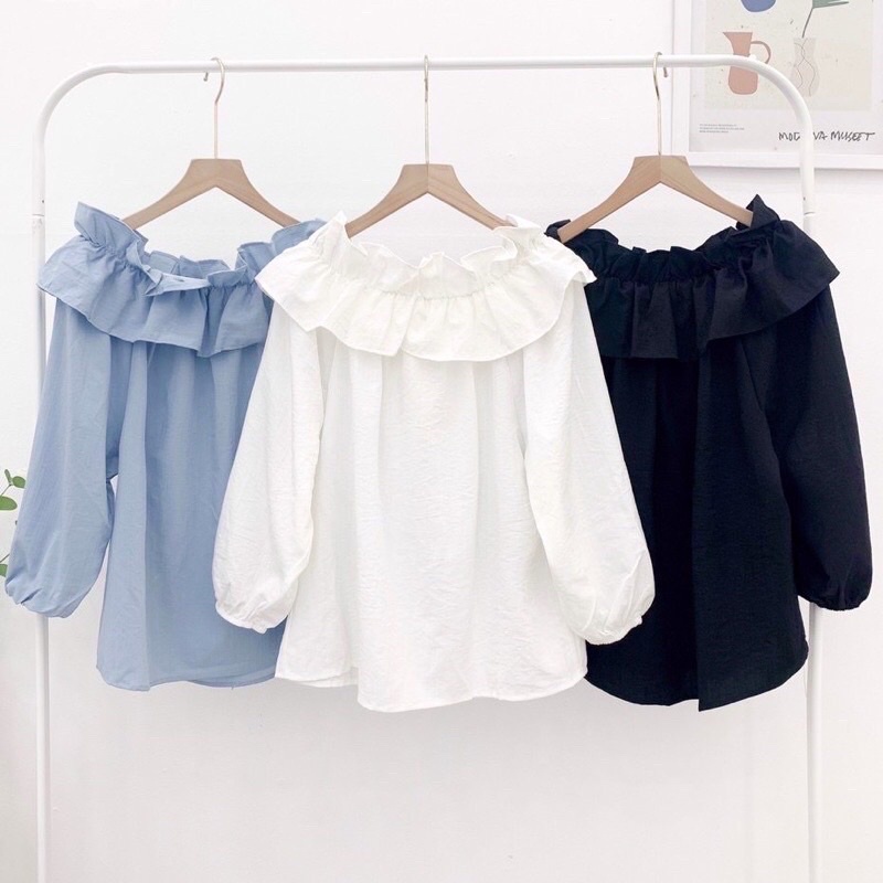 [3bQ_shop]Áo trễ vai phong cách Hàn quốc cho nữ