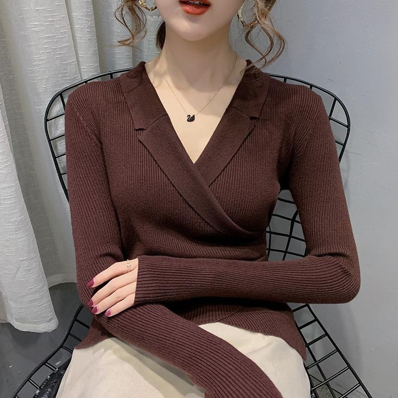 Áo sweater nữ tay dài cổ tròn mềm mại thiết kế co giãn xinh xắn cho phái nữ