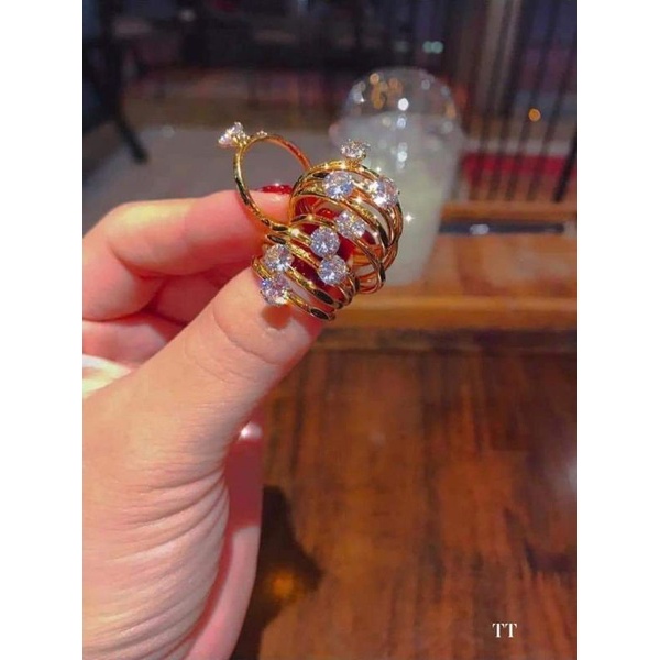 Nhẫn long voi đính đá vang tay 10k
