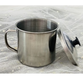 Ly inox giữ nhiệt 8x9cm có nắp chuyên dụng pha màu khi đổ rau câu 3D, hoa nổi