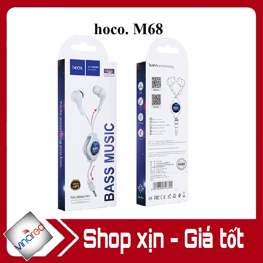 Tai Nghe Có Dây Rút Hoco M68 Chính Hãng