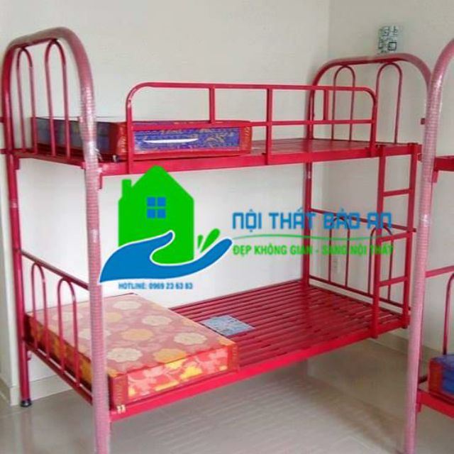 Giường sắt hai tầng Đại Tthành 1M màu đỏ đô | BigBuy360 - bigbuy360.vn