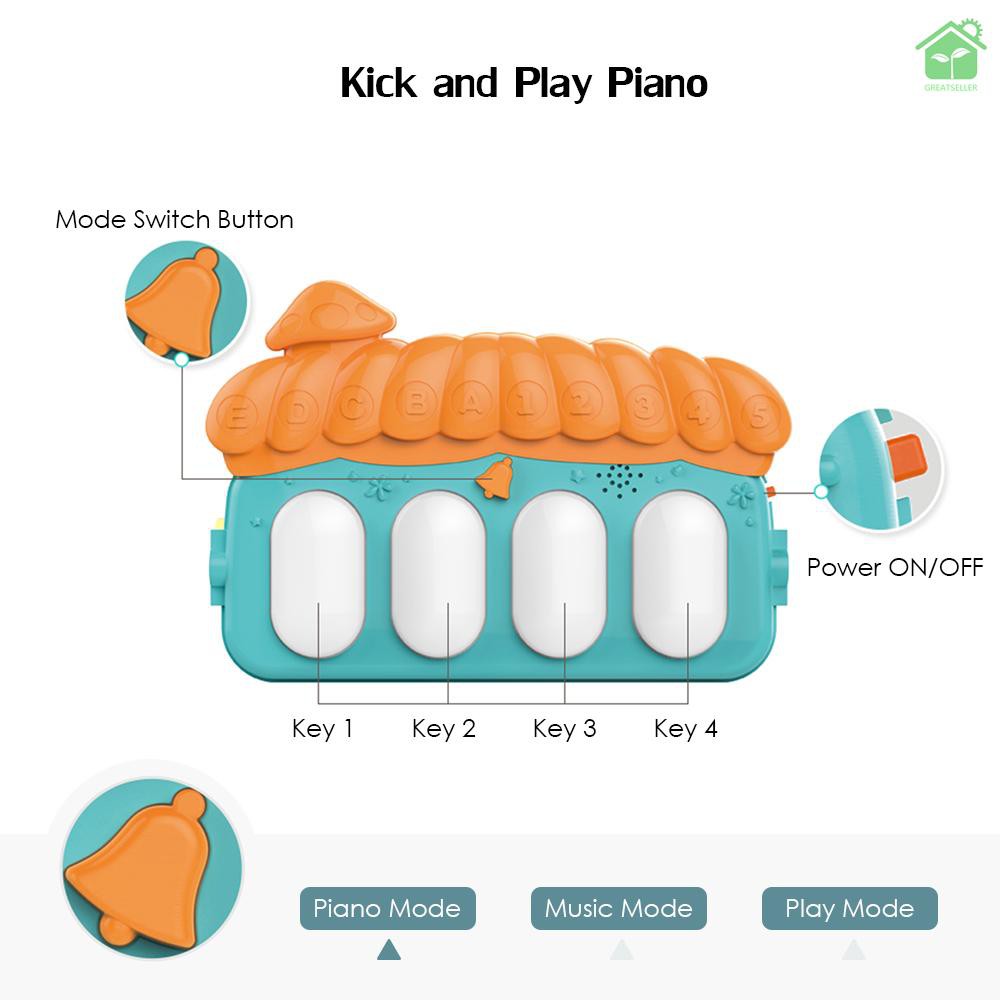 ♥♥gree~2 in 1 Baby Kick and Play Piano Gym Mat Rack Newborn Music Fitness Rack Play Crawling Mat Early Educational Toy for 0~36 Months Babies