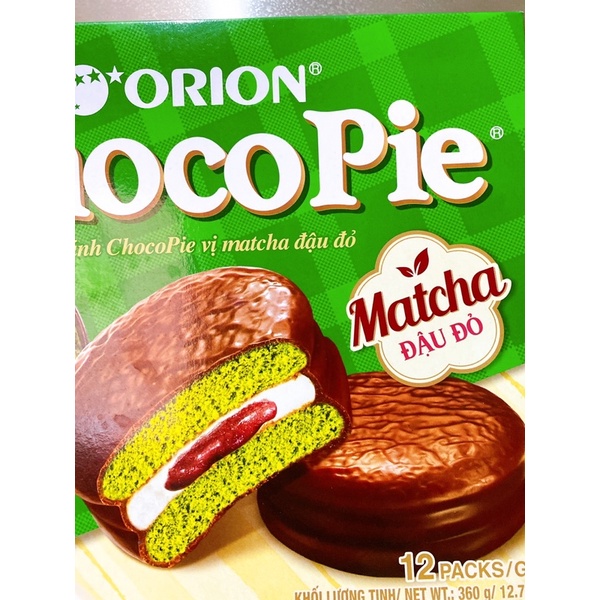 [1 hộp- 12 gói] Chocopie Matcha Đậu Đỏ