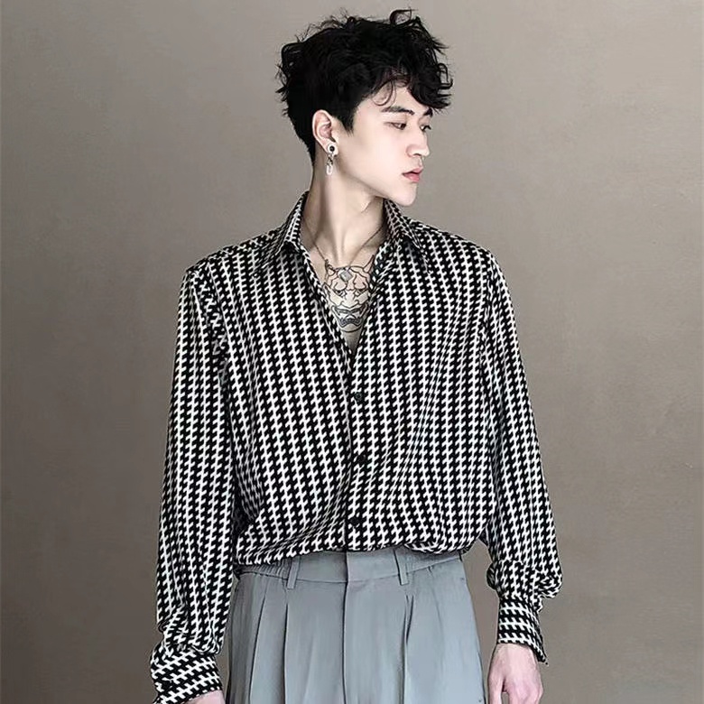 Áo sơ mi tay dài họa tiết sọc thời trang Hàn Quốc dành cho nam