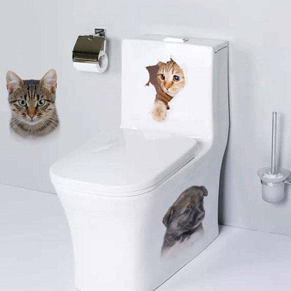 Đề Can Dán Toilet Trang Trí Hình Chú Mèo Dễ Thương DIY