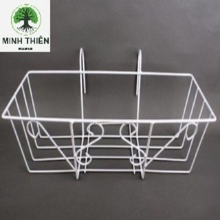 Khung Sắt Treo Chậu Hoa Ban Công Hình Chữ Nhật - Màu Trắng 48cm x 20cm x 16cm