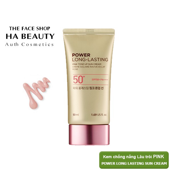 Kem chống nắng nâng tone trang điểm dưỡng da The Face Shop Power Long Lasting Pink Tone Up Sun Cream SPF50+PA+++ 50ml | BigBuy360 - bigbuy360.vn