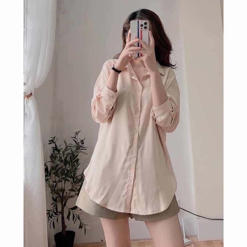 Áo sơ mi dáng rộng trơn ulzzang nhiều màu 0905